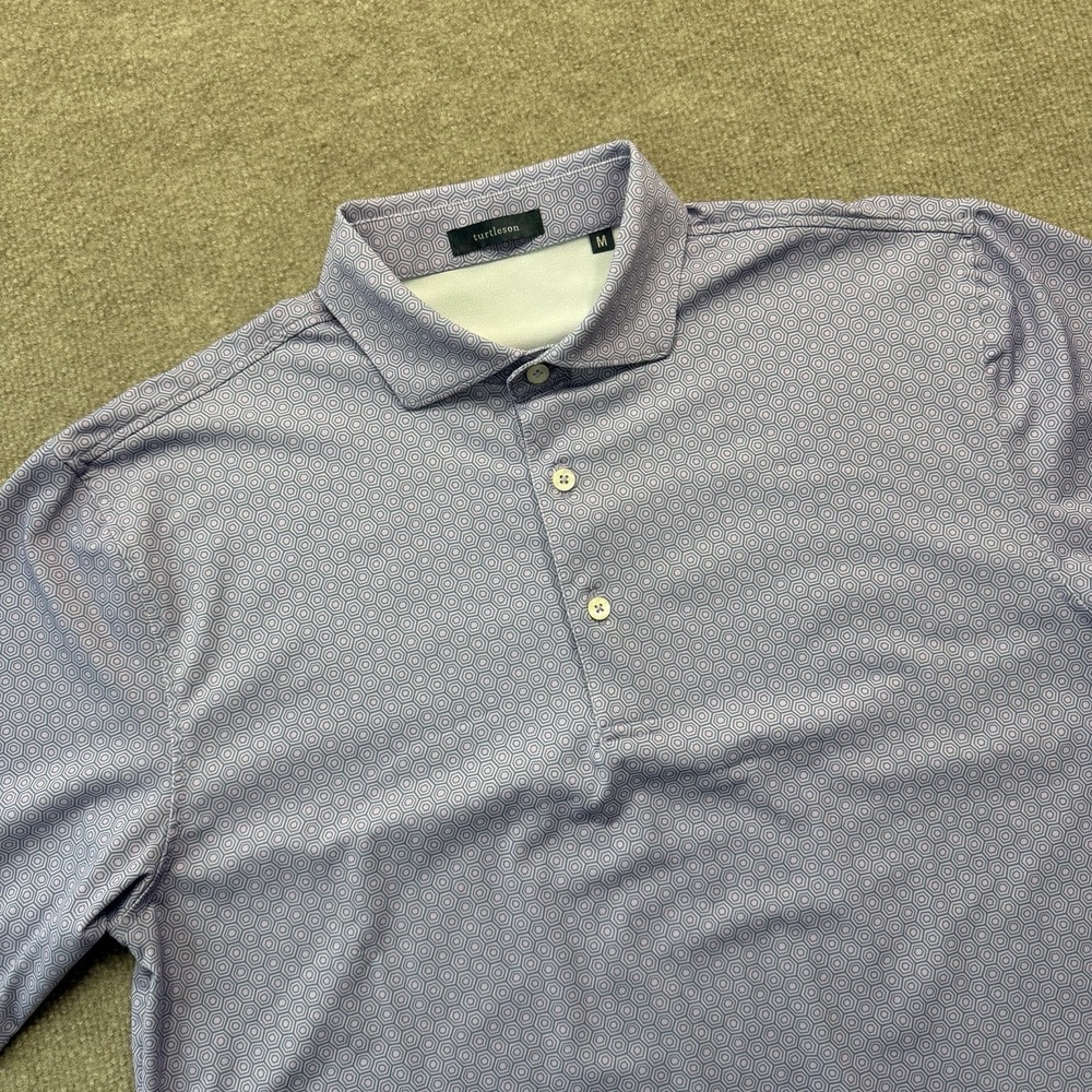 Turtleson Men's Purple Geometric Design Polo Jersey‎ Size M Embroidery
